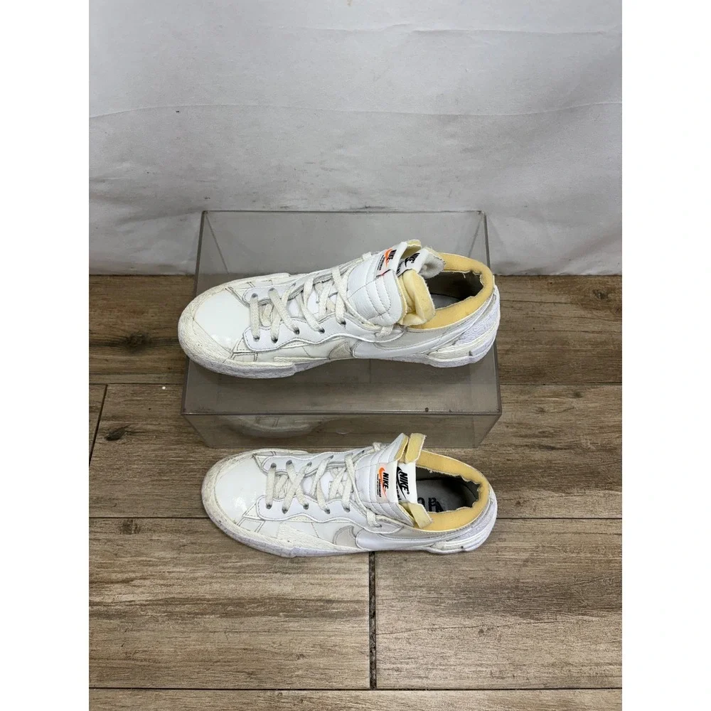 Nike Blazer Low Sacai White Medium Grey Classic Casual‎ Sneakers